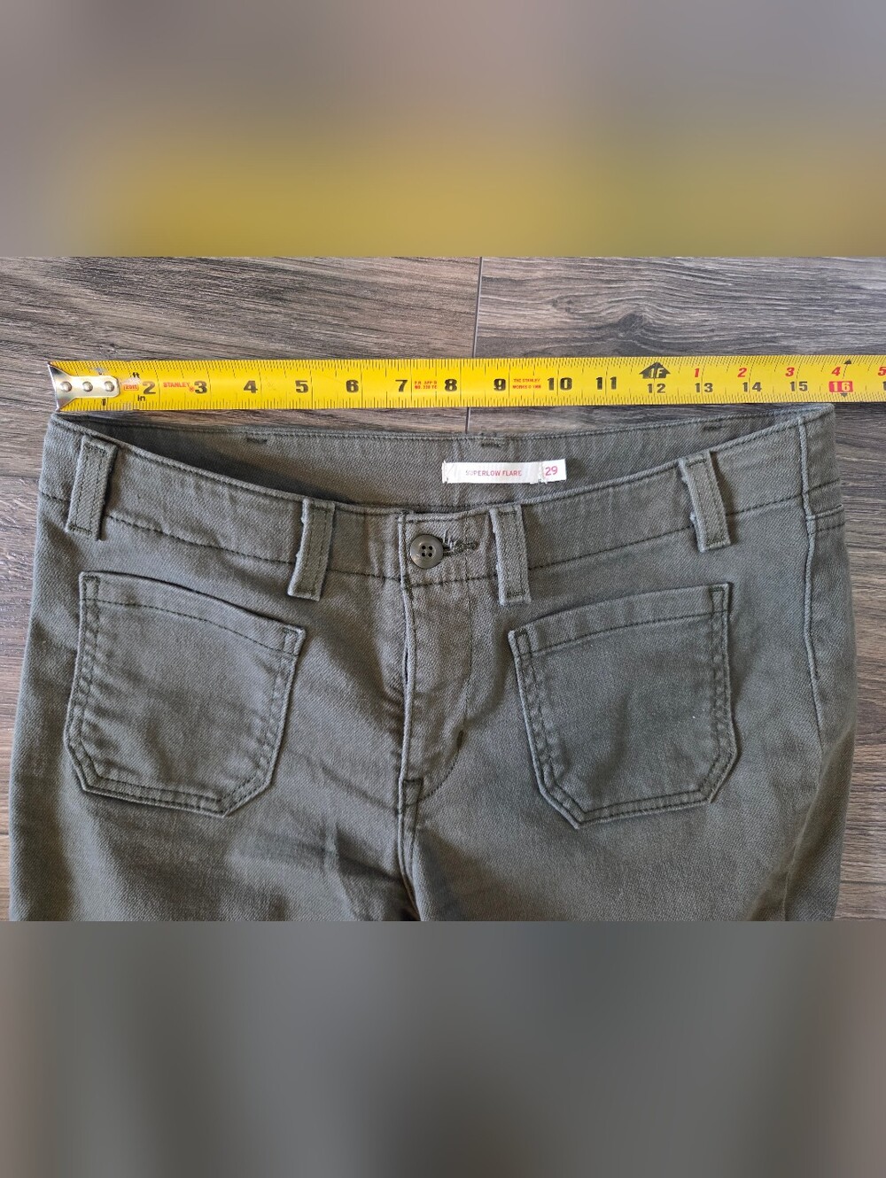 Levi's Olive Green Superlow Flare Jeans - Picture 5 of 6